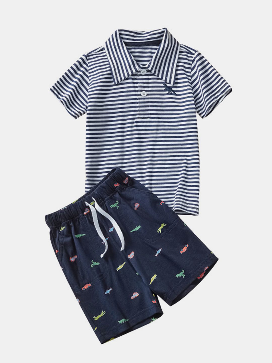 YK Boys Striped T-Shirt With Shorts Clothing Set