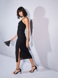 SASSAFRAS Mesh Sheath Shoulder Straps Midi Dress