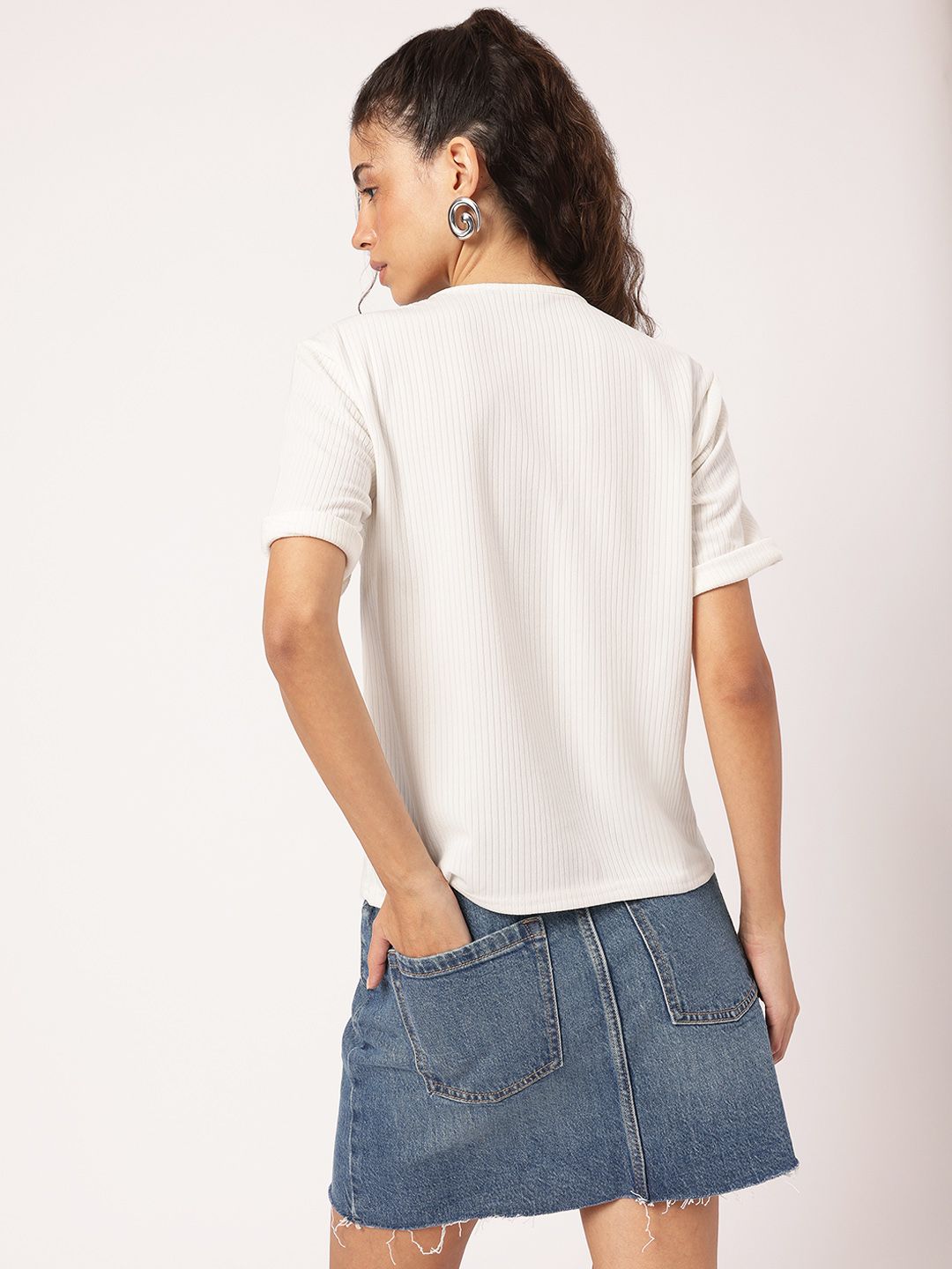 DressBerry Twisted Turn Cut Out Detail Ribbed Top