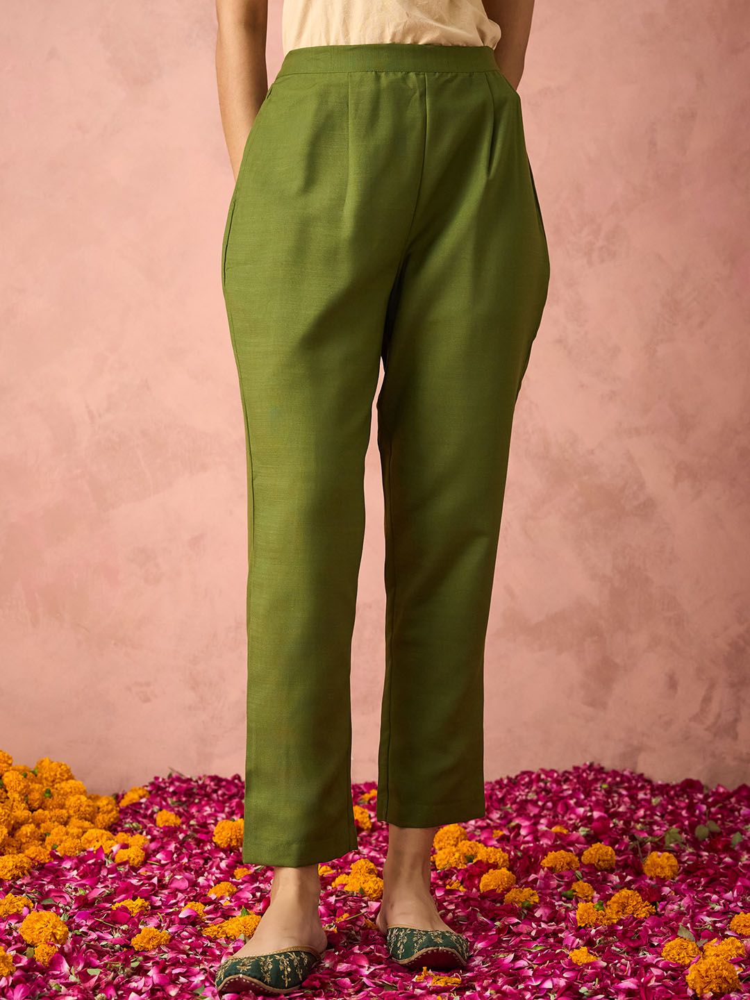 KALINI Ethnic Motifs Embroidered Straight Kurta With Trousers & Dupatta