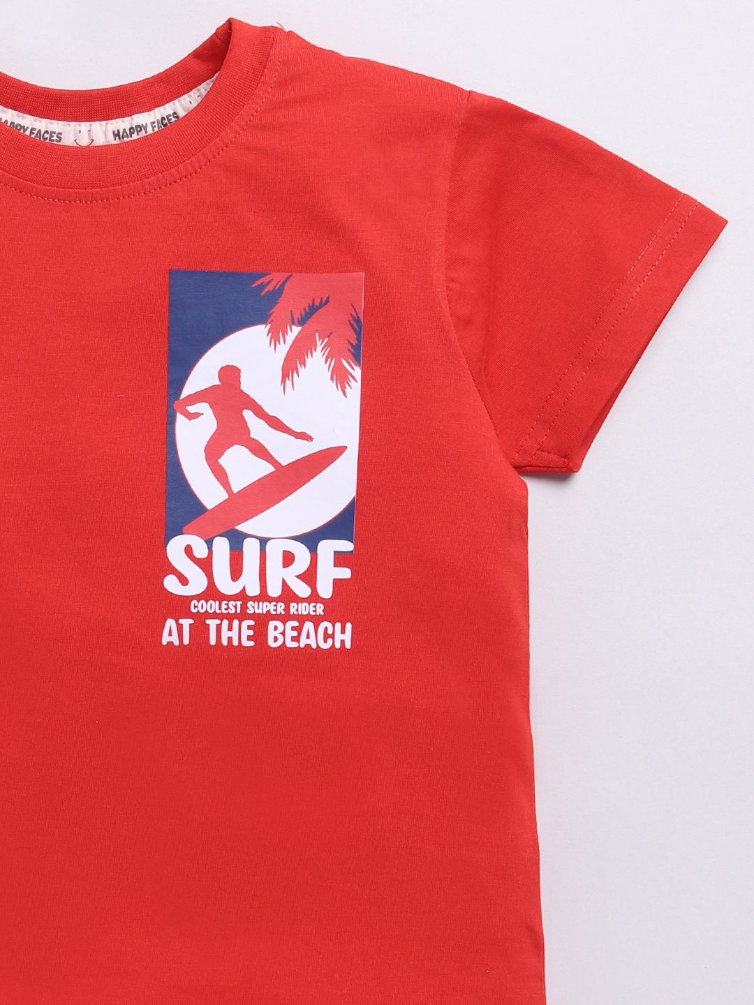 Happy Faces Boys Pure Cotton Typography & Graphic Printed T-shirt