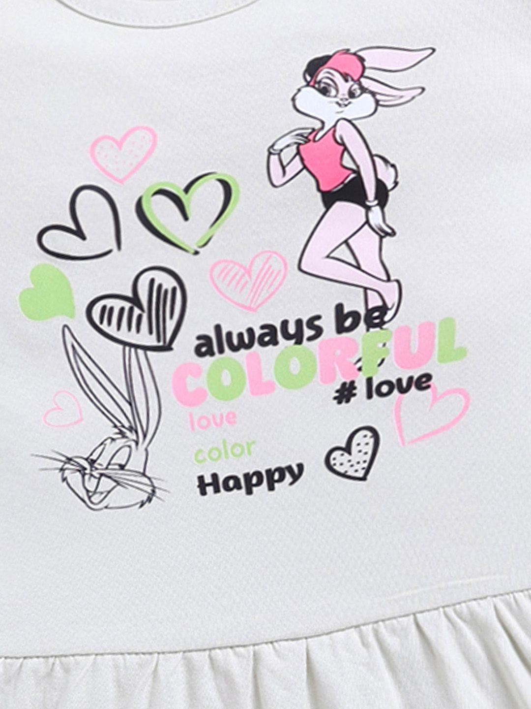 Happy Faces Girls Looney Tunes Print Pure Cotton Fit & Flare Dress