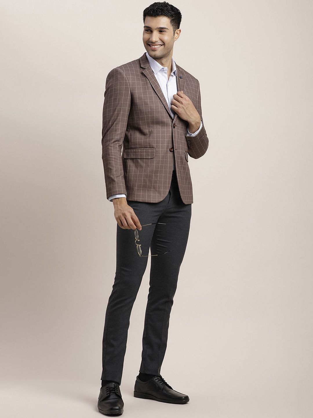 Turtle Checked Single-Breasted Causal Blazer