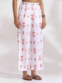 trueBrowns Ethnic Motifs Printed Pure Cotton Tie-up Top & Trousers