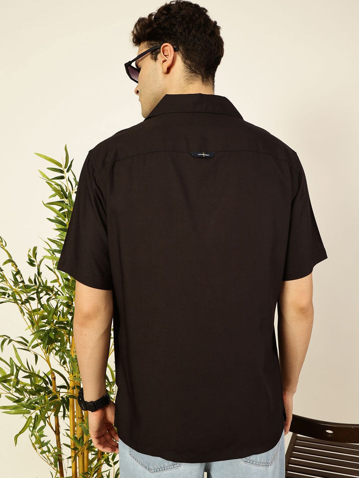 Thomas Scott Men Premium Cuban Collar Solid Oversized Casual Shirt