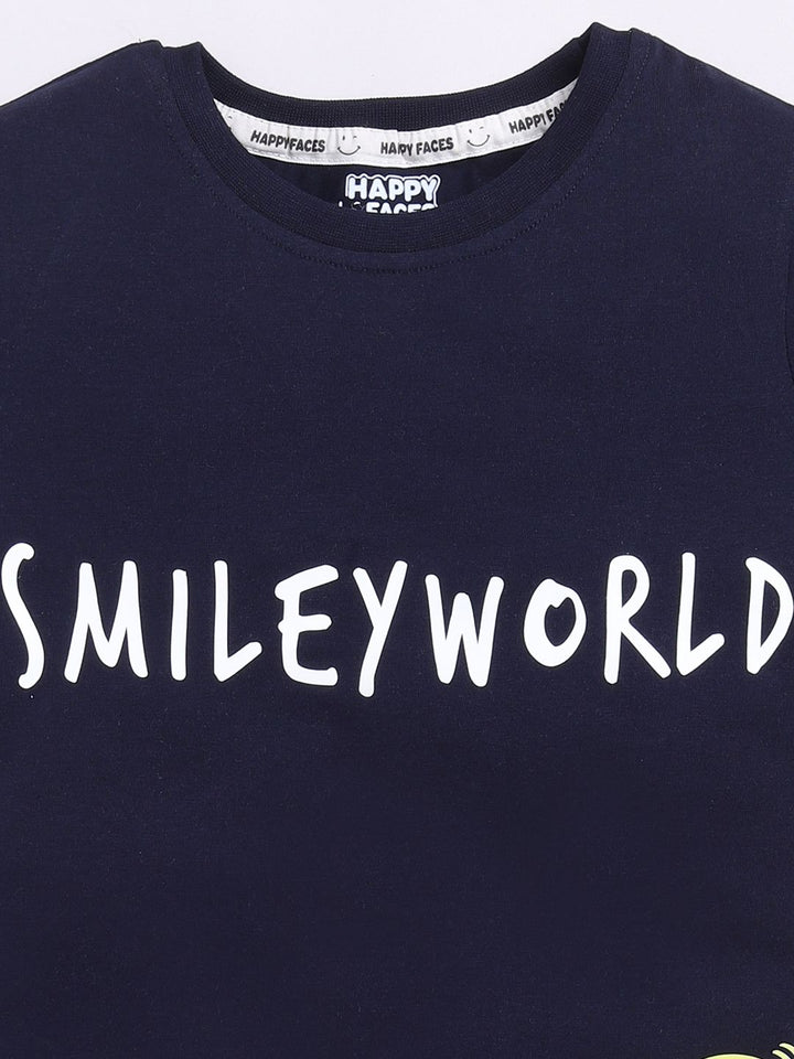 Happy Faces Kids Girls Typography Printed Pure Cotton Longline T-Shirt