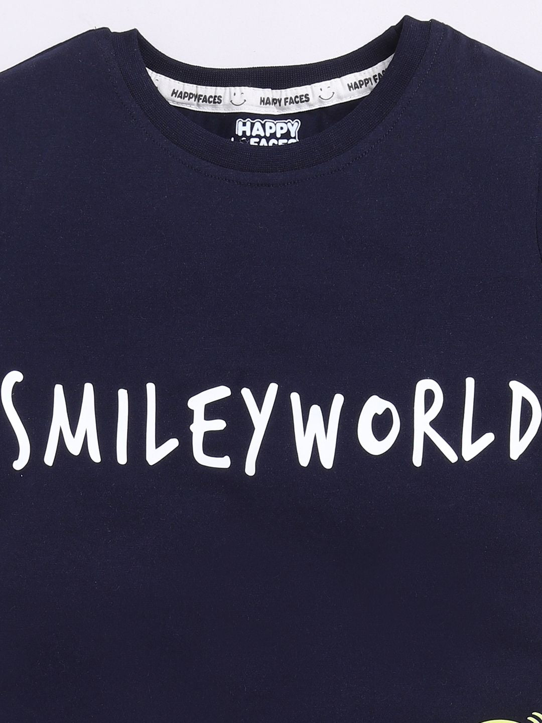 Happy Faces Kids Girls Typography Printed Pure Cotton Longline T-Shirt