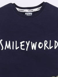 Happy Faces Kids Girls Typography Printed Pure Cotton Longline T-Shirt