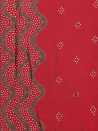 Libas Bandhani Printed Pleated Shoulder Straps Anarkali Kurta With Trouser & Dupatta