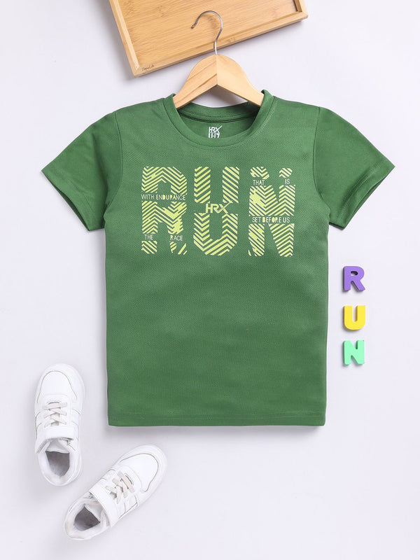 HRX by Hrithik Roshan Boys Typography Printed Rapid-Dry T-shirt