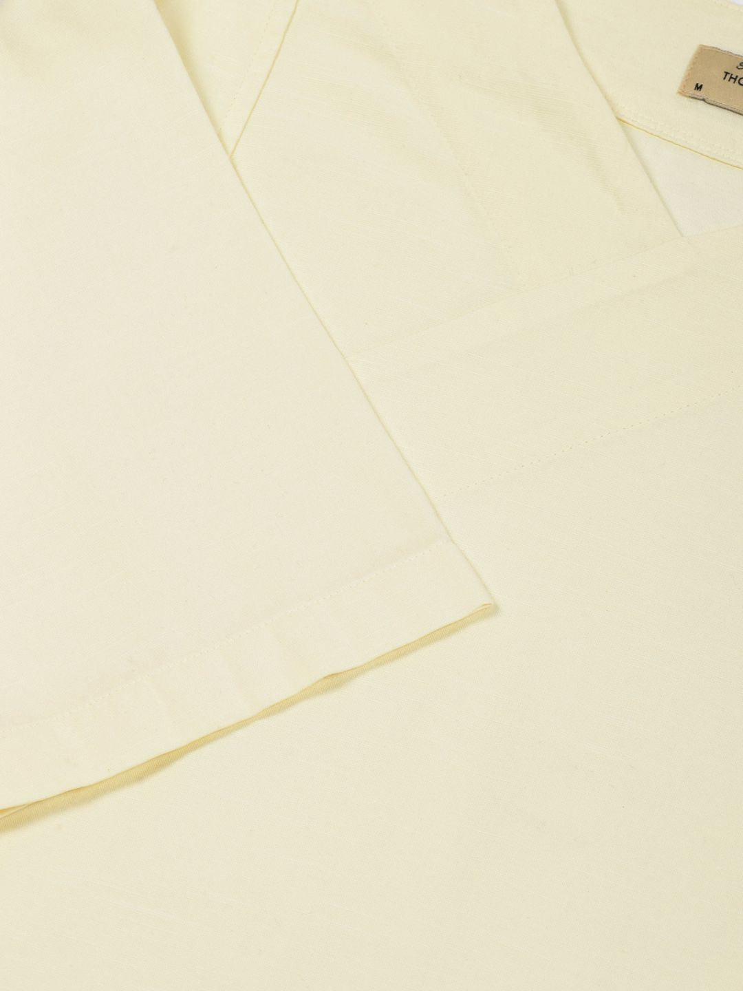 Thomas Scott Men Solid V-Neck Cotton Boxy T-Shirt