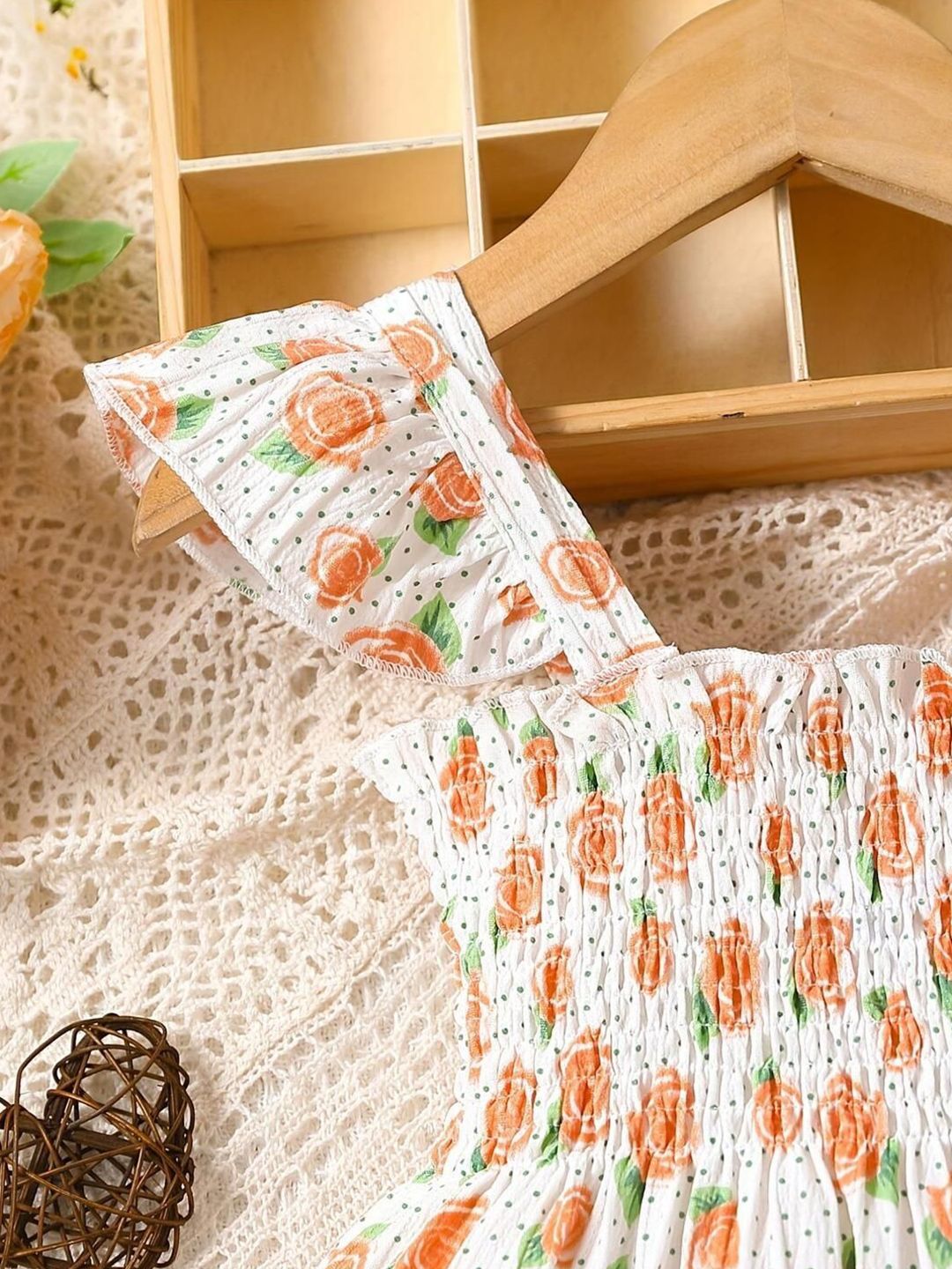 YK Floral Print Flutter Sleeve Fit & Flare Dress