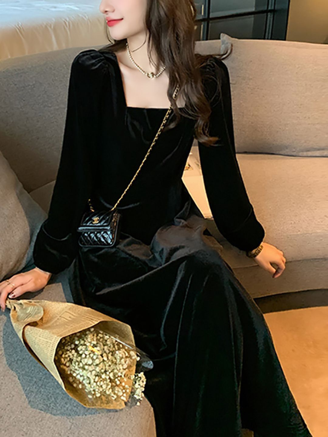 DressBerry Bell Sleeve Maxi Dress