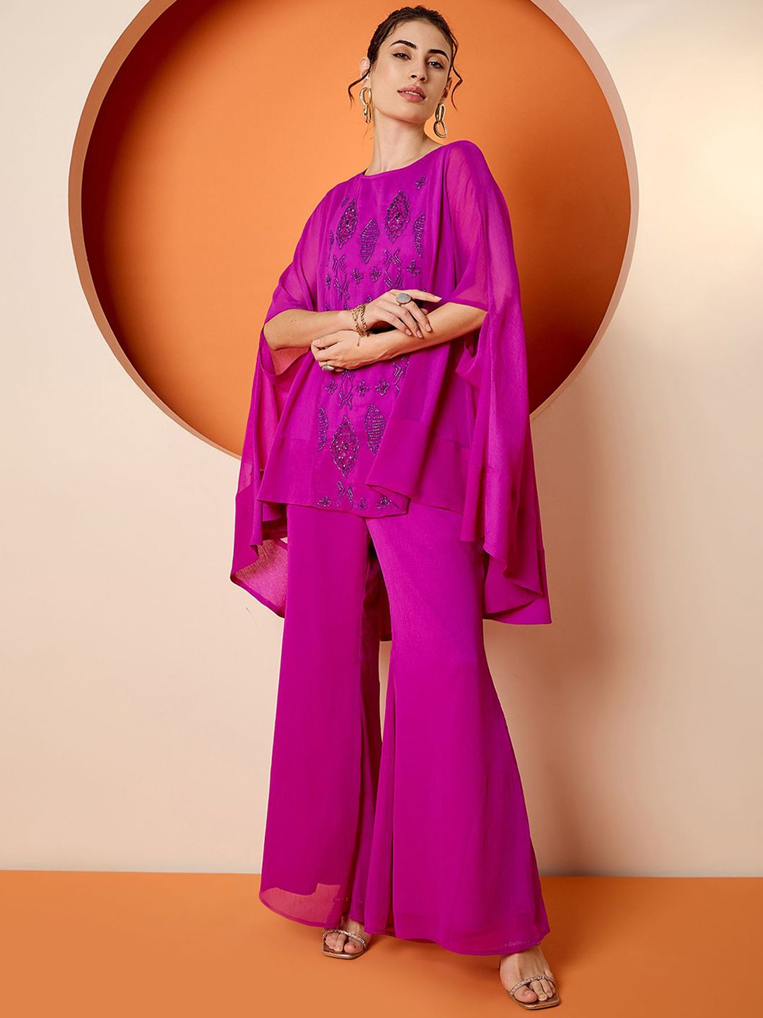 Antheaa Embellished Top With Trousers