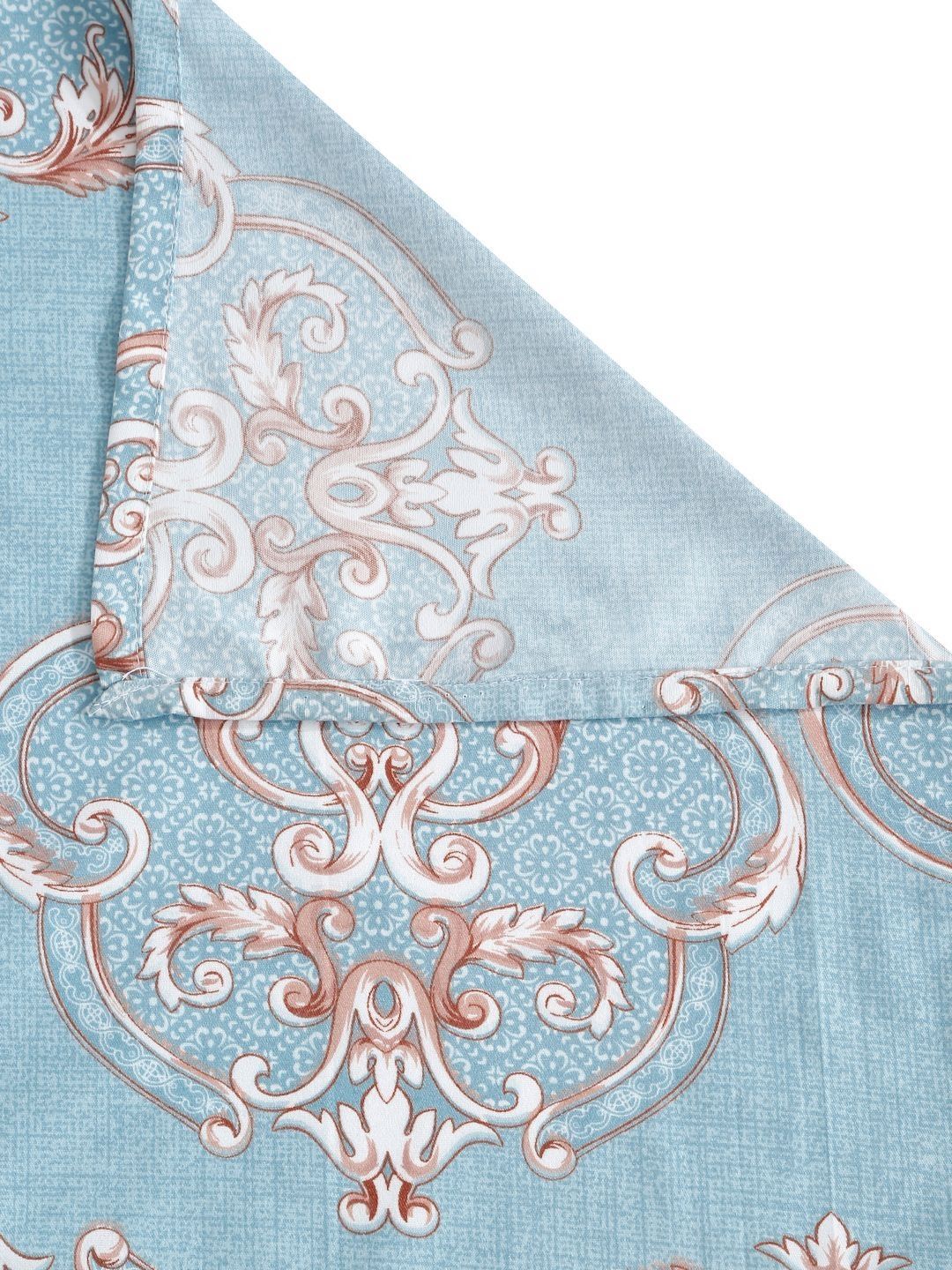 Aura Blue Ethnic Motifs Cotton 300 TC King Cadar Halus dengan 2 Sarung Bantal-250 x 225 cm
