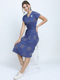 Vishudh Women Abstract Print A-Line Midi Dress Comes with a belt