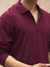 Powerlook Men Polo Collar Pure Cotton Zipper T-shirt