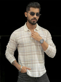 Powerlook Men Checked Polo Collar T-shirt