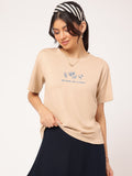 DressBerry Neutral Chic Printed T-shirt