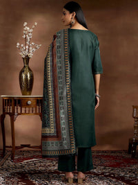 Libas Notched Neck Straight Kurta with Trousers & Dupatta