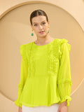 Antheaa Women Round Neck Chiffon Peplum Top