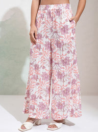 Vishudh Floral Printed Mandarin Collar Tunic With Palazzos