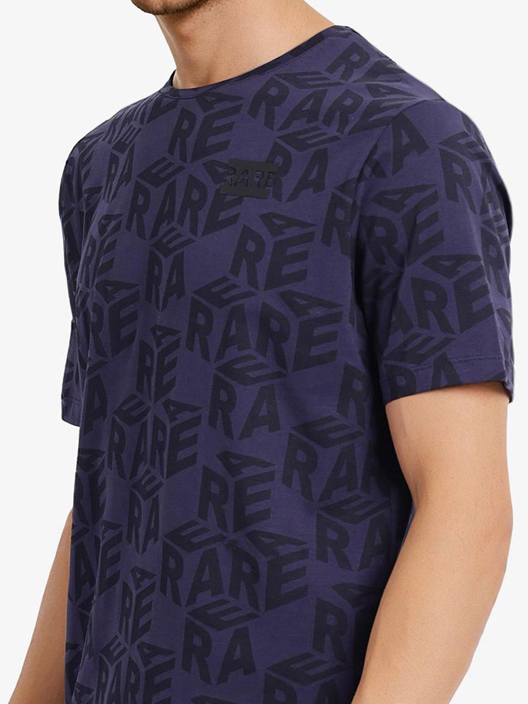 RARE RABBIT Men Typography Printed Round Neck Cotton T-shirt