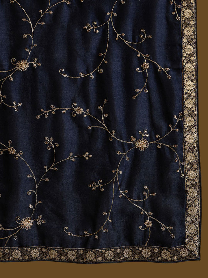 Indo Era Floral Embroidered Straightf Kurta with Trousers & Dupatta