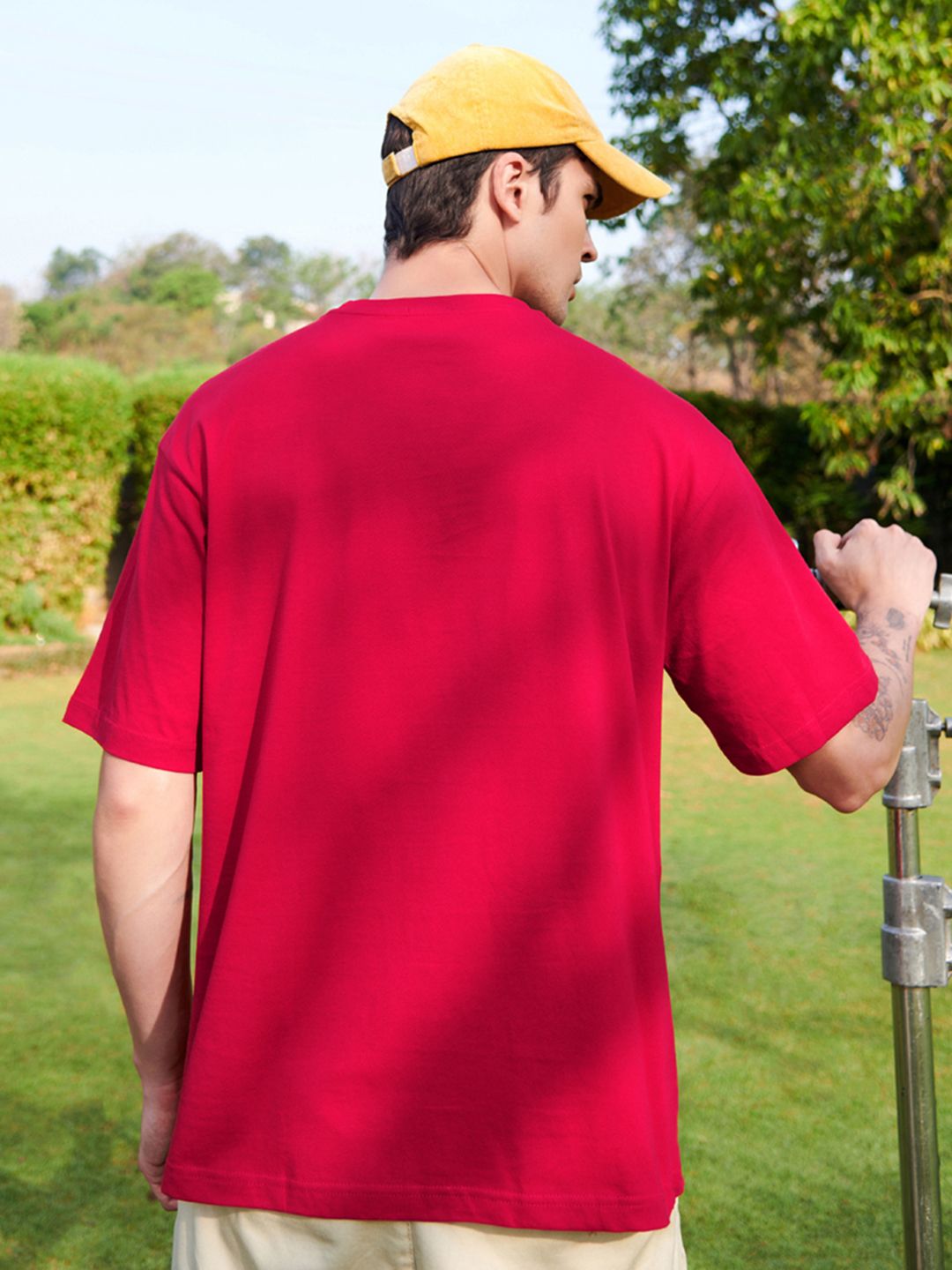 Bewakoof Men Red Printed Oversized T-shirt