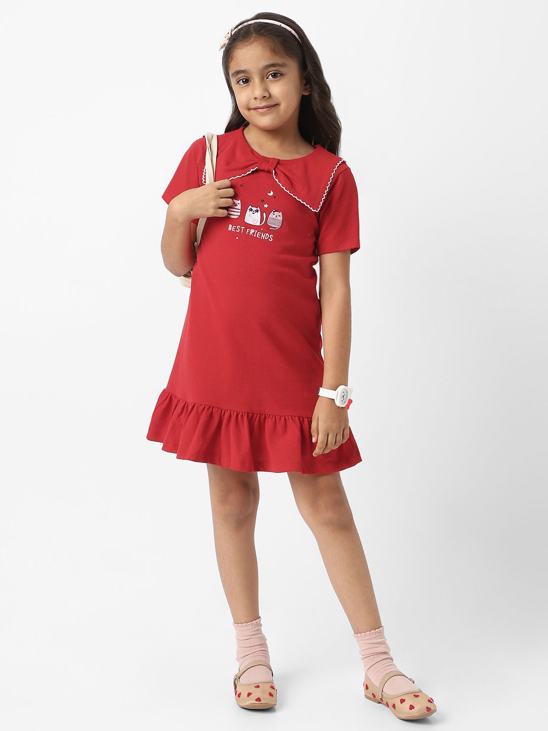 Nauti Nati Girls Cotton Half-sleeve Frock Dress