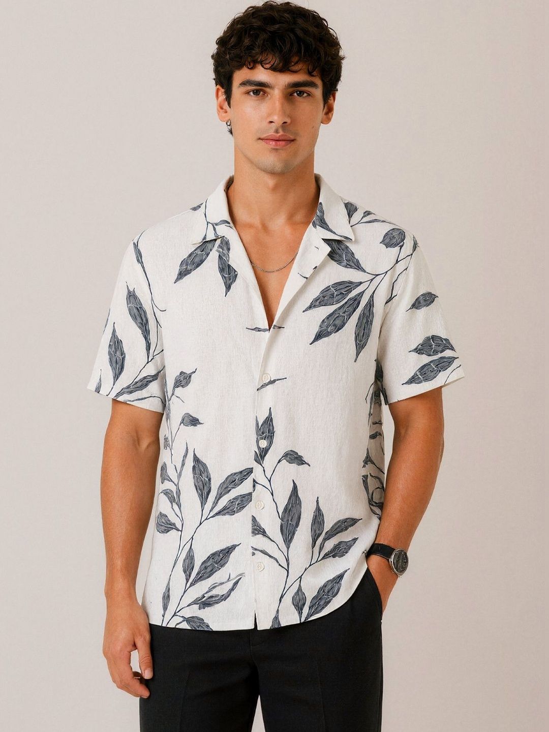 Baju Kasual Bercetak Bunga Santai ADRO Lelaki