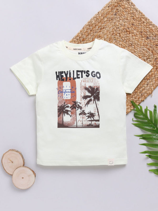 Happy Faces Kids Boys Printed Pure Cotton T-Shirt