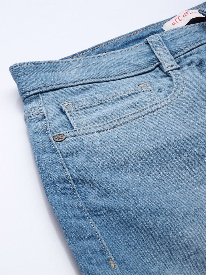 all about you Women Straight Fit High-Rise Heavy Fade Stretchable Jeans