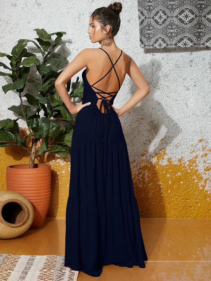 Berrylush Women Ruffled Fit & Flare Shoulder Straps Maxi Dress