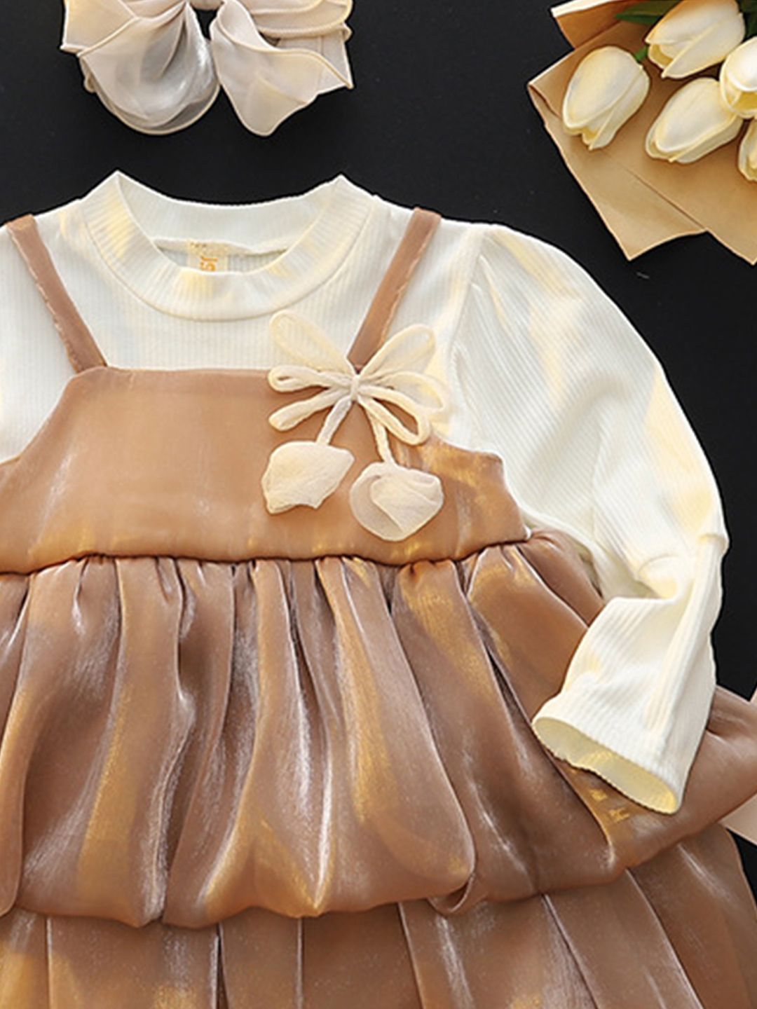 YK Girls Round Neck Fit and Flare Dress