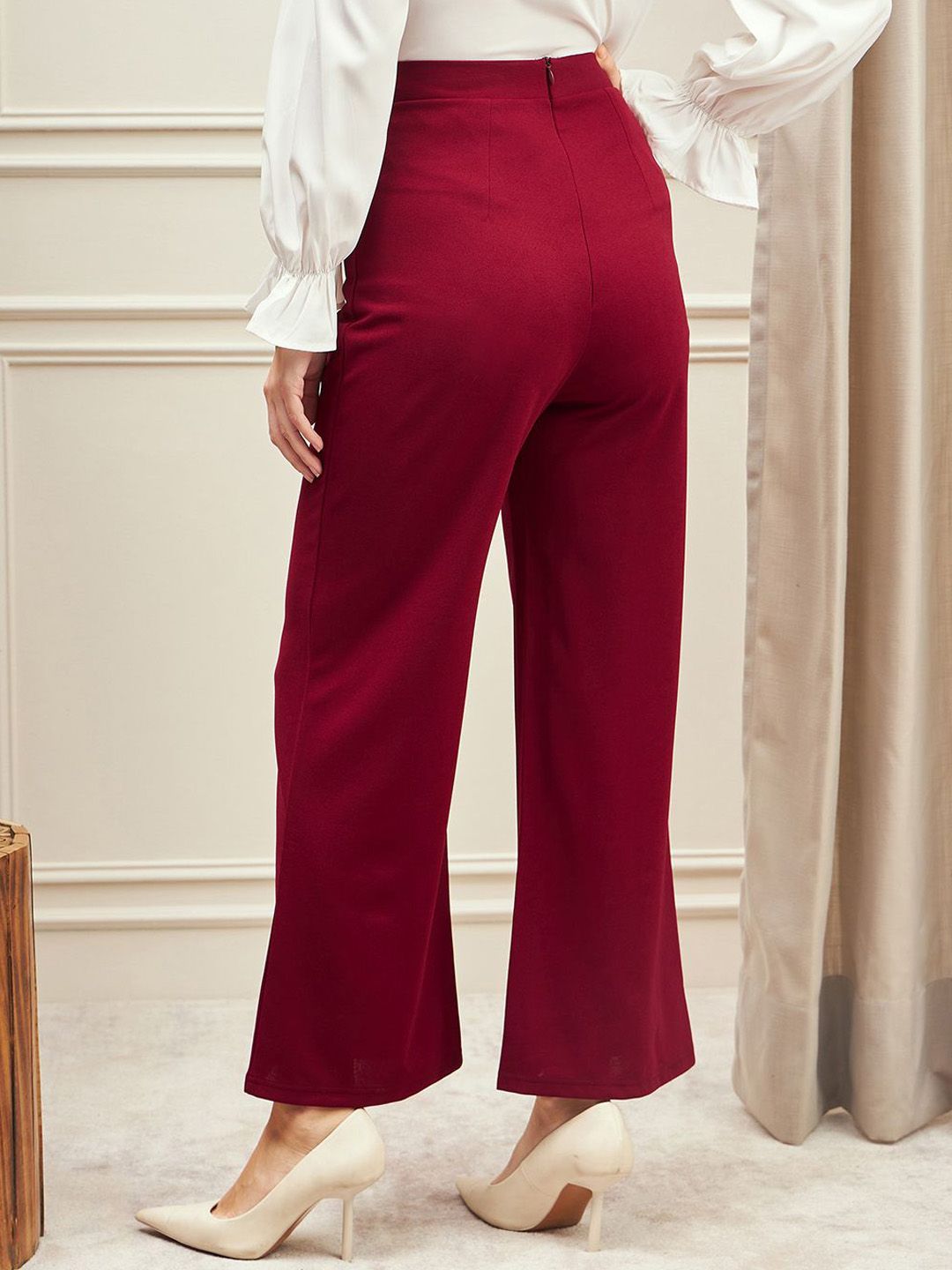 Berrylush Women Relaxed Fit High-Rise Trousers
