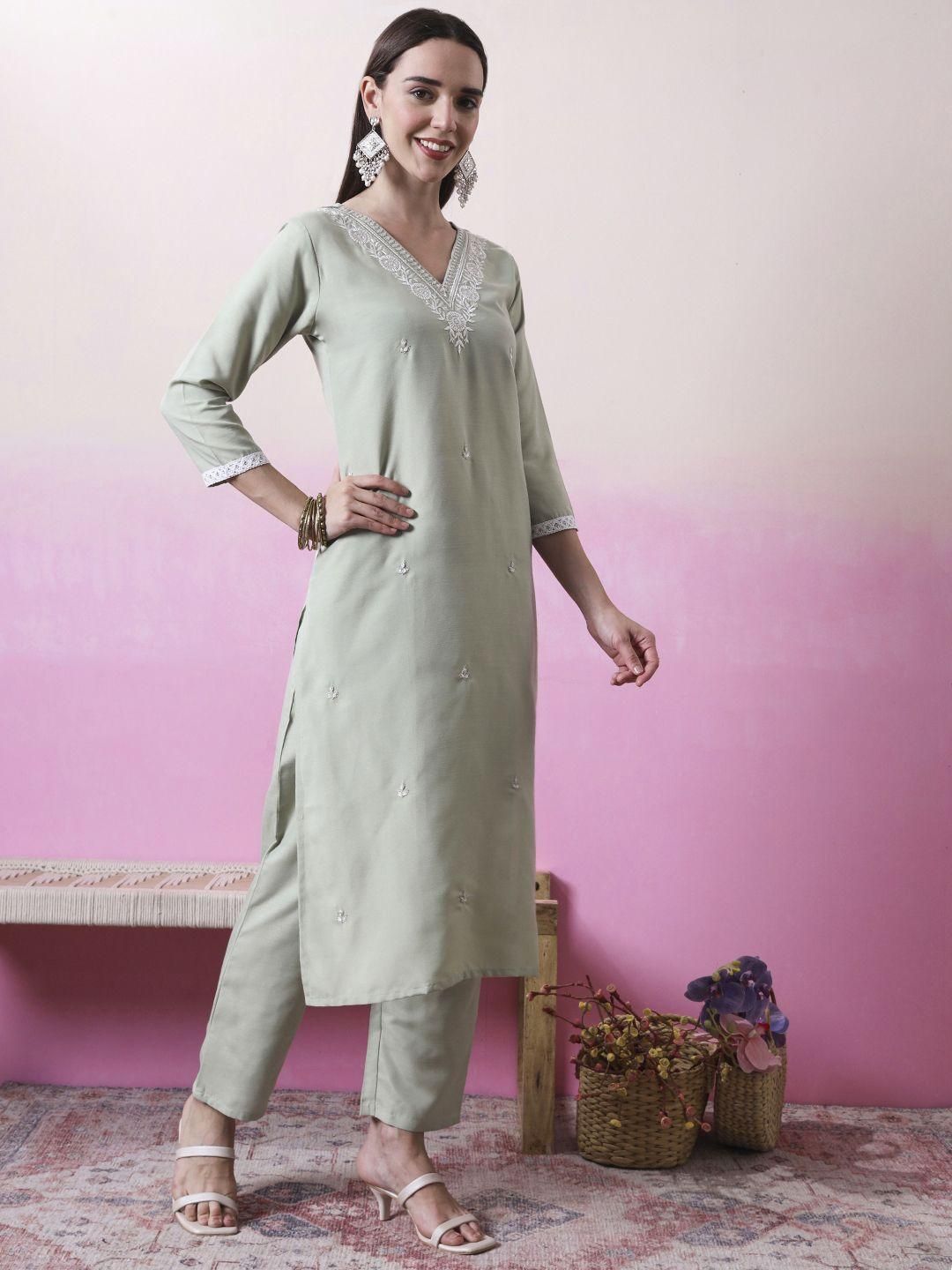 KALINI Women Embroidered A-Line Kurta Set