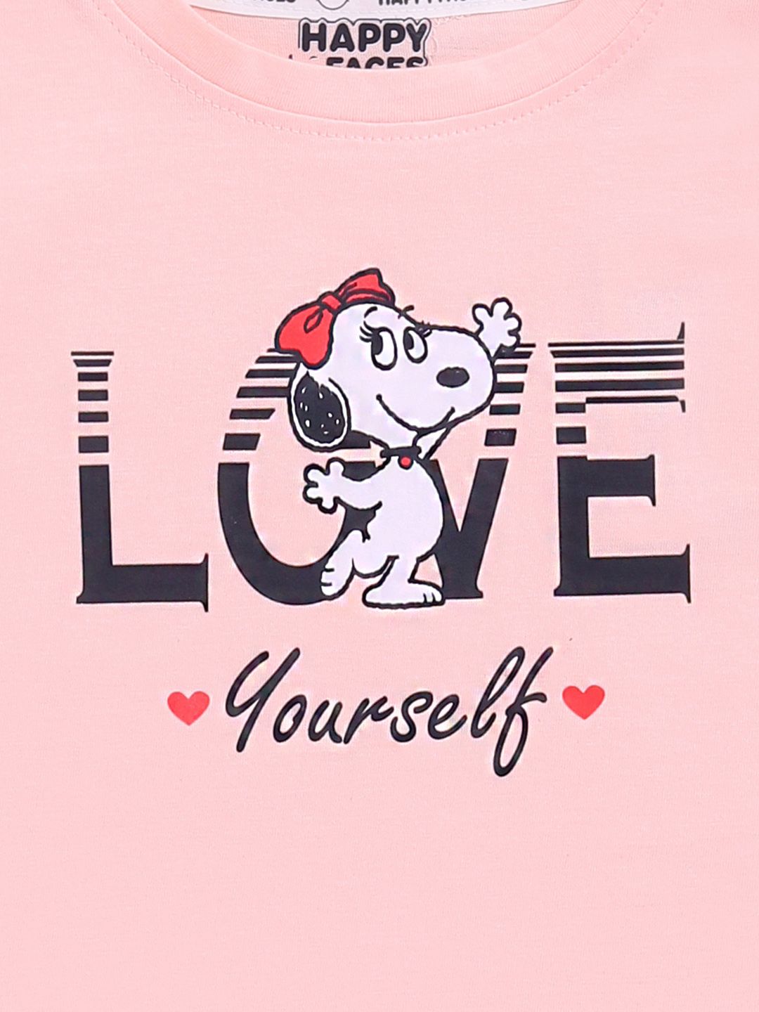 Happy Faces Girls Peanuts Printed Pure Cotton Top