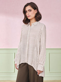 AND Women Striped Cotton Shirt Top