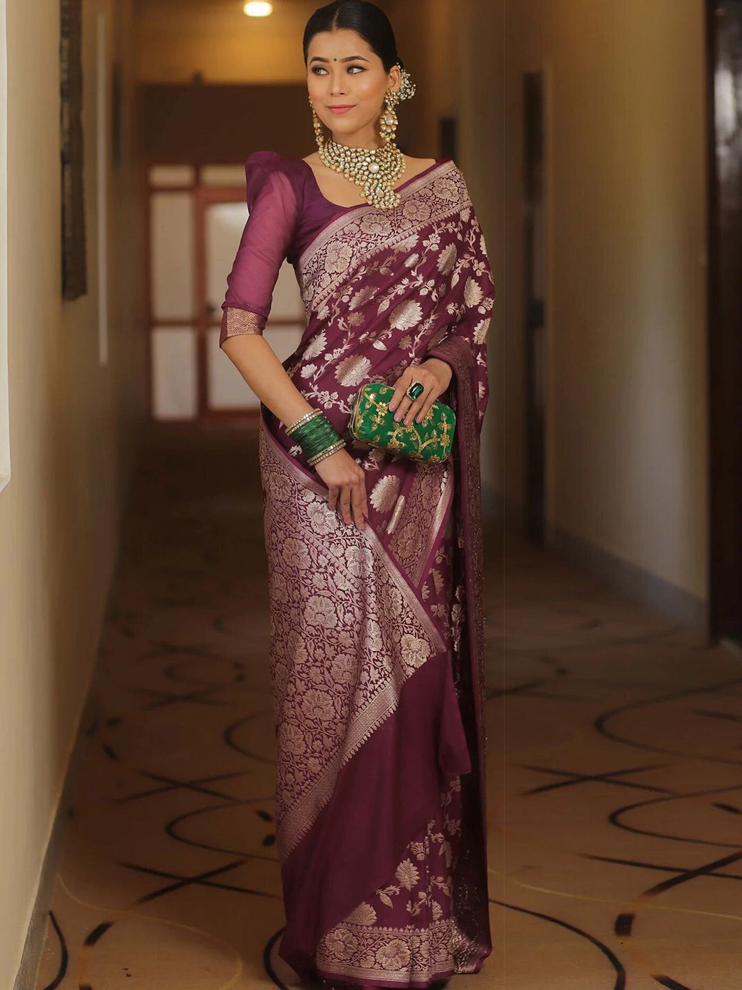 KALINI Woven Design Zari Banarasi Saree