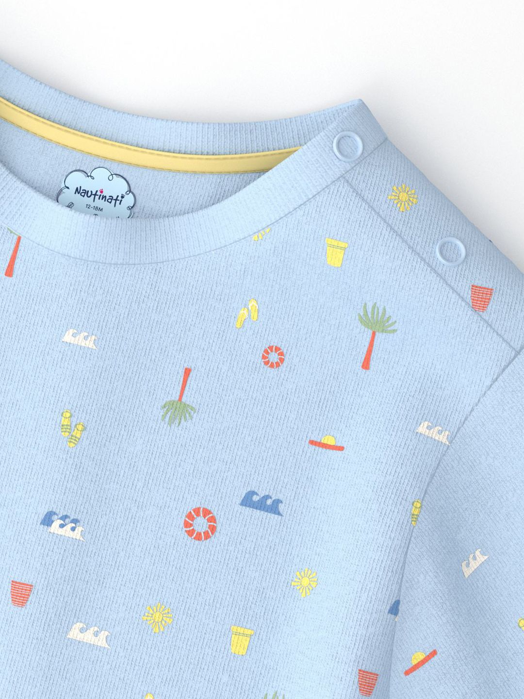 Nauti Nati Infants' Cotton Pack of 2 Ocean Print T-shirt