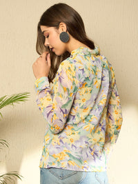 Berrylush Women Floral Printed Tie-Up Neck Top