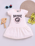 Happy Faces Girls Barbie Printed Pure Cotton Fit & Flare Dress