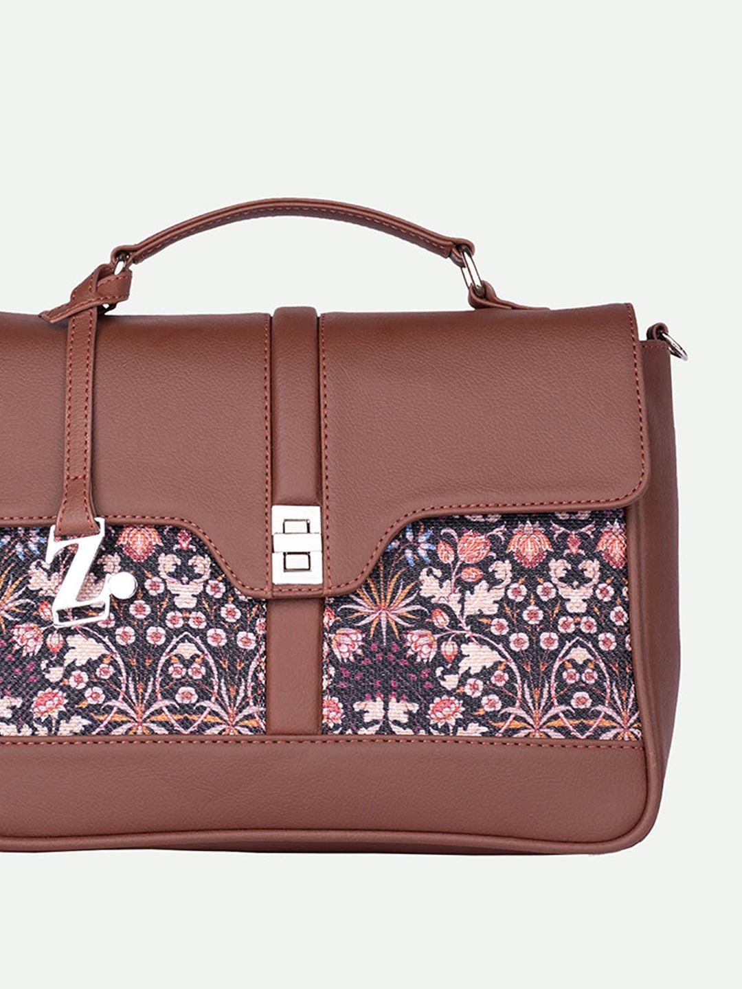ZOUK Floral Printed Structured Satchel