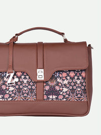 ZOUK Floral Printed Structured Satchel