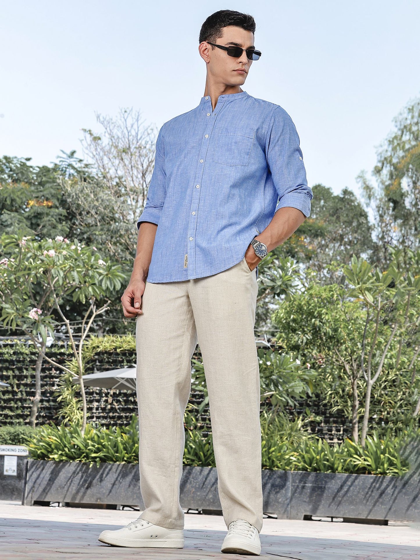 Thomas Scott Men Premium Slim Fit Opaque Casual Shirt