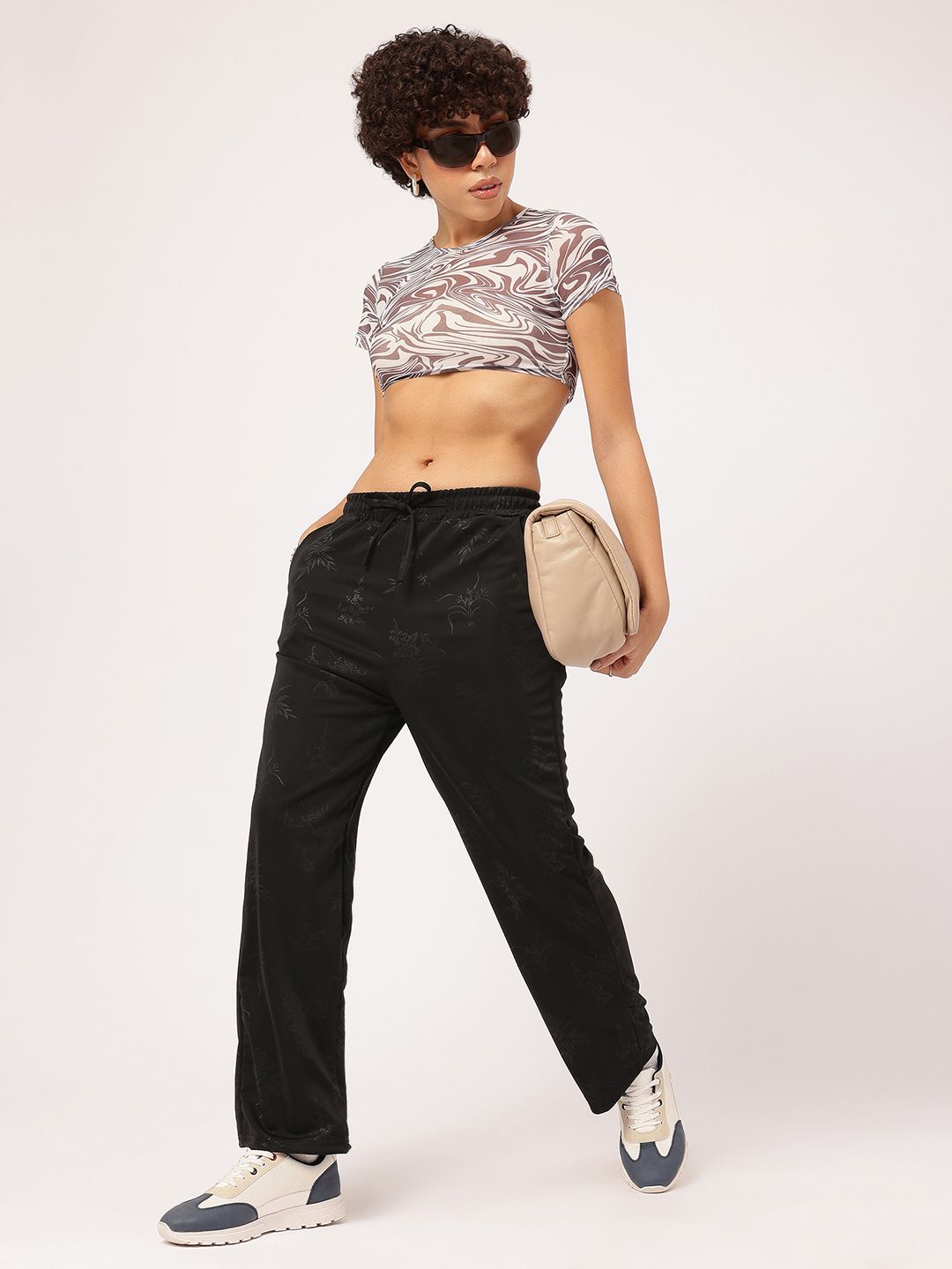 DressBerry Women Black Textured Relaxed Fit Joggers