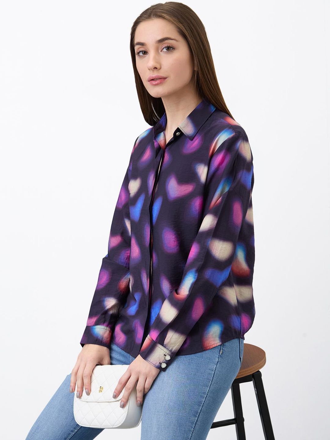 SPYKAR Women Spread Collar Abstract Printed Casual Shirt