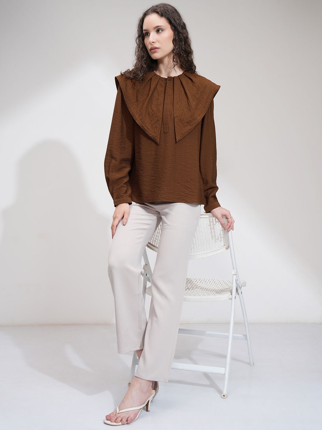 ESPYR By Tokyo Talkies Women Solid Exaggerated Collar Top