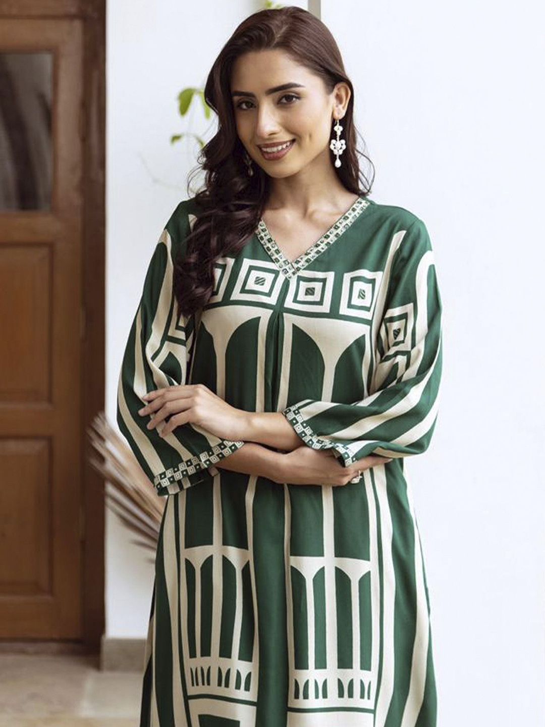 Indo Era Women Printed Regula Geometric A-Line Kurta with Palazzos